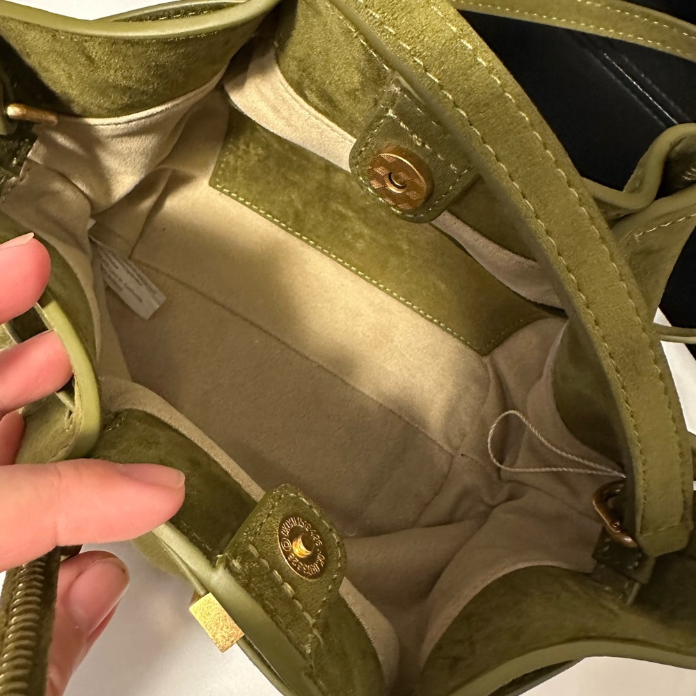JW Pei HANA Mini Faux SuedeTote Bag - Dark Olive - Picture 4 of 9